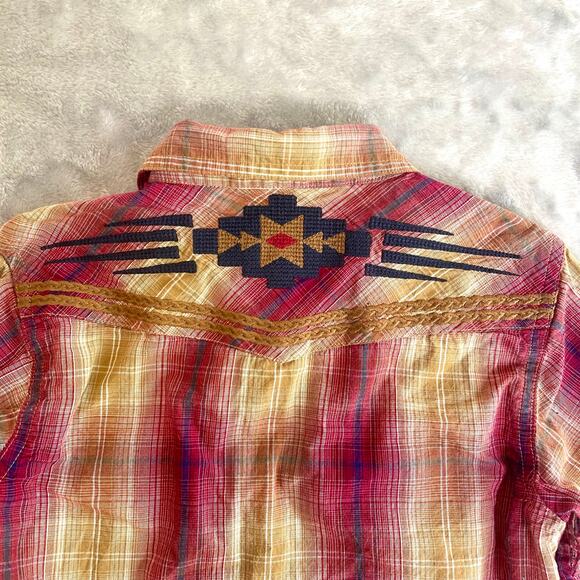 Ariat REAL Girls Shirt Sz M 10 Long Sleeve Snap Button Embroidered Cowgirl - Picture 2 of 10